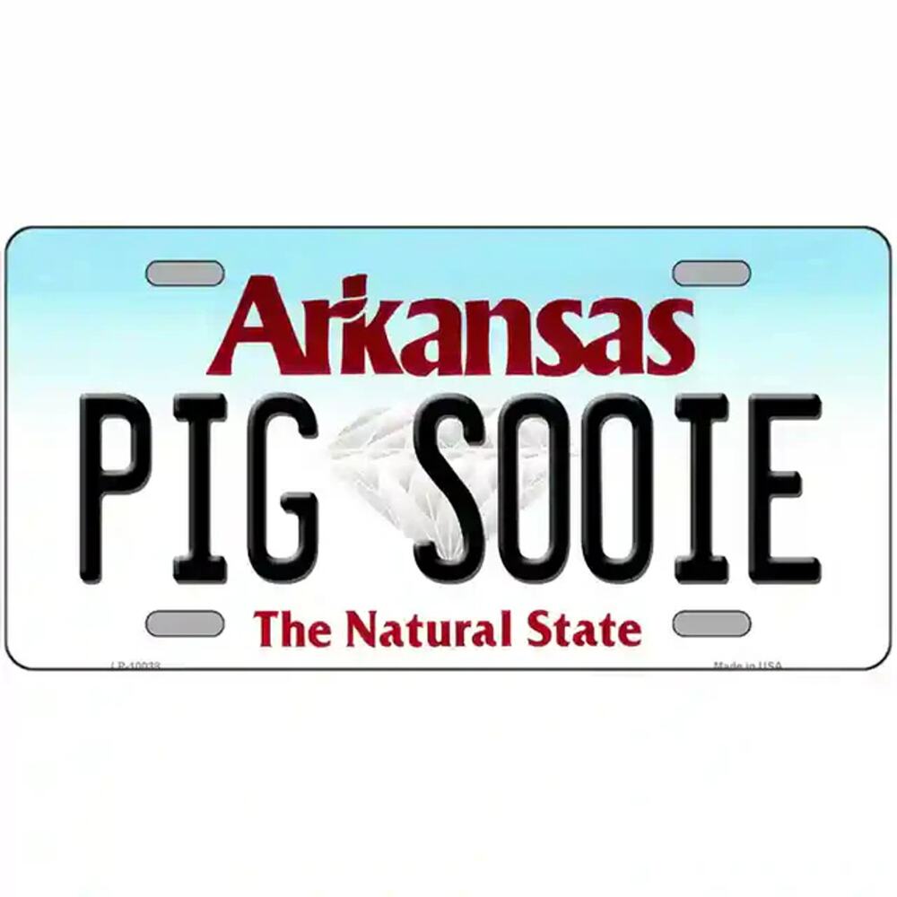 NCAA Razorbacks License Plate Auto Pig Sooie Truck Sign New Arkansas Wall